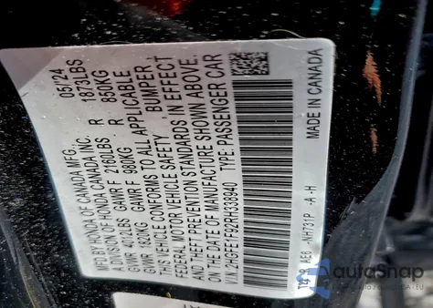 2024 Honda Civic Touring из США, поврежденный, VIN 2HGFE1F92RH338940